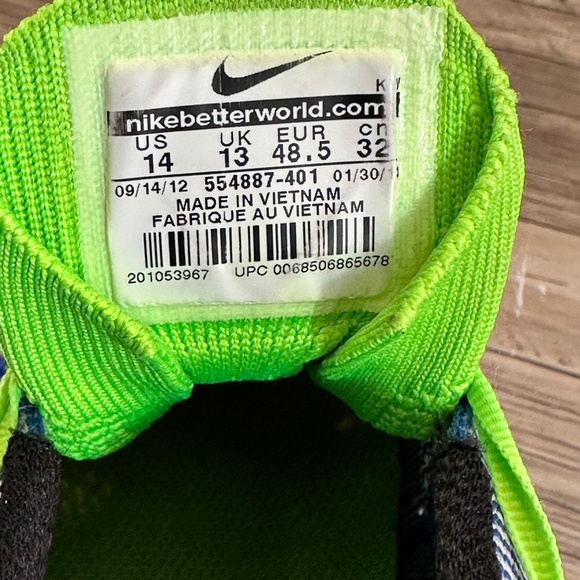 Nike FlyKnit Lunar 1 Mens Running Shoes Blue Green Lace Up 554887-401 Size 14 - Picture 11 of 11